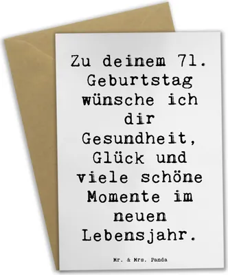 Produktbild von Mr. & Mrs. Panda Klappkarte Spruch 71. Geburtstag - Weiß - Geschenk, dankeskarten, einladungskarten, hochzeitskarten, osterkarten, Alter, Geburtstagsgeschenk, Geschenke