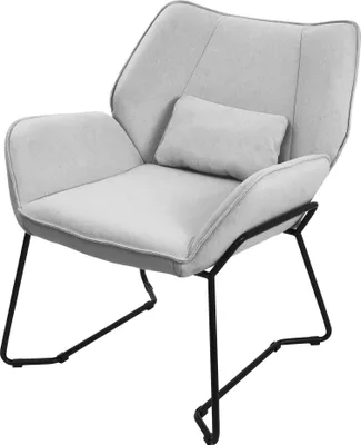 Obrázok produktu pre ML-Design kreslo do obývačky Relax kreslo svetlosivé s ľanovým poťahom a čiernymi kovovými nohami, kreslo do obývačky s podrúčkou a operadlom
