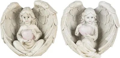 Zdjęcie produktu dla Clayre & Eef Figurka Engel (2) 10x6x10 cm Beżowy Kunststoff