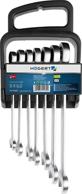 Produktbild von Högert Technik, Set Ring-Maulschlüssel mit Ratsche, 10 - 19 mm, CrV 6140, HT1R397