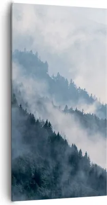 Produktbild von Bild auf Leinwand - Leinwandbild - Einteilig - Berge Nebel Bäume - 65x120cm - Wand Bild - Wanddeko - Wandbilder - Leinwanddruck - Bilder - Wanddekoration - Leinwand bilder - Wandbild - PA65x120-4429