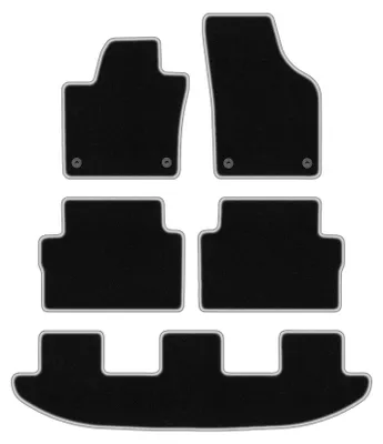 Produktbild von Fußmatten Automatten Velours Schwarz/Silber für Seat Alhambra II 2010- Set 5-tlg