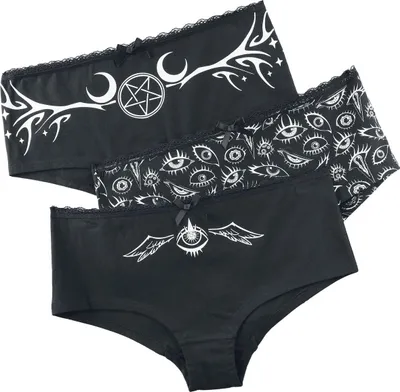 Produktbild von Gothicana by EMP Damen schwarzes Panty-Set (2er-Pack) mit weicher Baumwoll-Mischung M