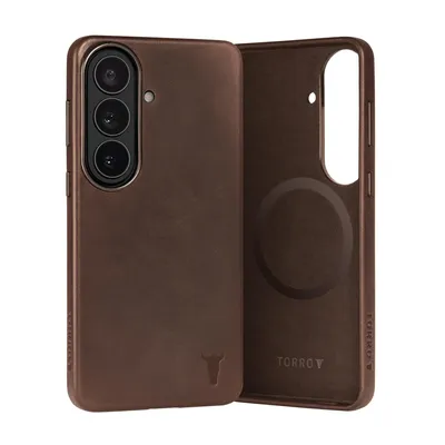 Image de Étui bumper en cuir TORRO Galaxy S26 - Marron foncé