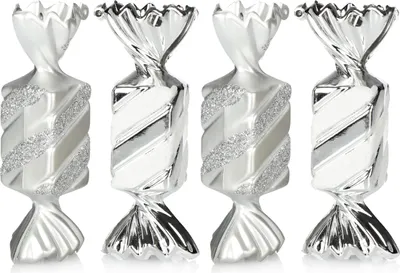 Produktbild von com-four® 4x Christbaumanhänger Bonbon - Weihnachtskugel Geschenkbonbon - Christbaumschmuck in Bonbon-Form für die Weihnachtsbaum-Dekoration - bruchfester Baumschmuck