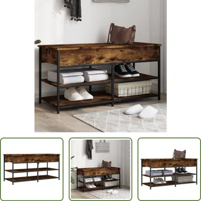 Immagine prodotto di The Living Store Panca per scarpe in rovere fumé 100x42,5x50 cm Materiale in legno