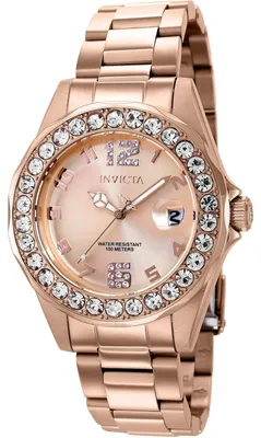 Obrázek produktu pro Invicta Pro Diver 37698 Dámské Hodinky - Quartz Hnutí - Nerezová Ocel s Růžovým Zlato Ciferníkem - 38 mm