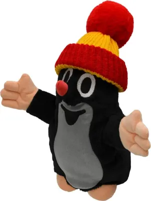 Produktbild von Handpupppe Der kleine Maulwurf, mit Mütze, rot/gelb- Plüschhandpuppe