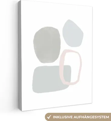 Produktbild von MuchoWow® - Leinwandbilder - Linienkunst - Abstrakt - Pastell, Wandbild, Wanddeko Bilder Wohnzimmer, 60x80 cm