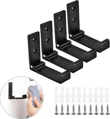 Produktbild von 4er Faltschraubehalter - Wandhalter - Wandmontage - 90° Faltschraube - Schwarz - Für Küche - Bad - Büro