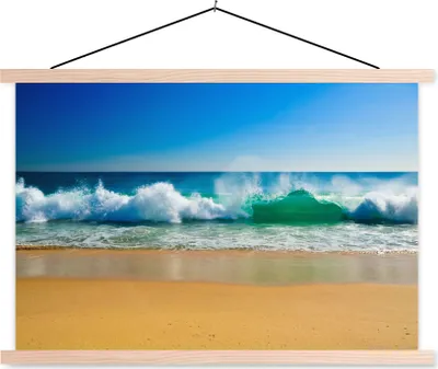 Produktbild von MuchoWow® Textilposter Meer - Golf - Strand 60x40 cm mit holzfarbenen Rahmen - Bilder