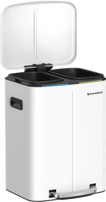 Produktbild von SONGMICS Mülleimer Küche, Treteimer, 2 x 20 L, Mülltrennsystem 2 Fächer, Weiß