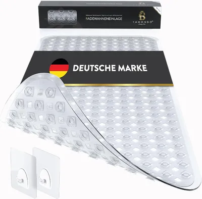 Produktbild von Badmatte, rutschfest, 88 x 39 cm, waschmaschinenfest, schimmelresistent, BPA-frei, für Badewanne