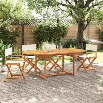 Produktbild von 4 klappbare Gartenstühle für Balkon und Terrasse, cremeweißer Stoff