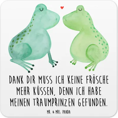 Produktbild von Mr. & Mrs. Panda Tischuntersetzer Frosch Liebe 10er Set - Weiß - Geschenk, Untersetzer Gläser, Tassen-Untersetzer, für, Freundin, Frösche, Getränke-Untersetzer, Coaster