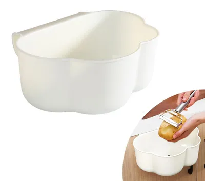 Produktbild von Hängender Abfalleimer Küche – 23x18x9cm – Wandmontage ohne Bohren – Kompakter Mülleimer für Küchenabfälle – Tisch- & Schranktür Abfalleimer – Weiß