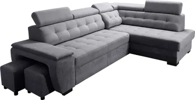Produktbild von Robin Grand Ecksofa mit Schlaffunktion Bettkasten Kopfstützen 277x180x86 Antracite  Rechst