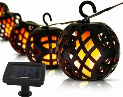 Zdjęcie produktu dla Łańcuch solarny, LED, 6 lampionów, wiszące lampki ogrodowe