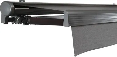 Produktbild von SOLUNA Halbkassettenmarkise Comfort 4,5x2,5 Dessin U104 Gestell DB703 dunkelgrau Antrieb links inkl. Motor und Wandschal