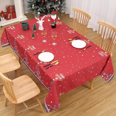 Immagine prodotto di Tovaglia natalizia - Tovaglia - Rettangolare 229 x 137 cm - Idrorepellente - Riutilizzabile - 100% poliestere - Stile moderno - Giallo