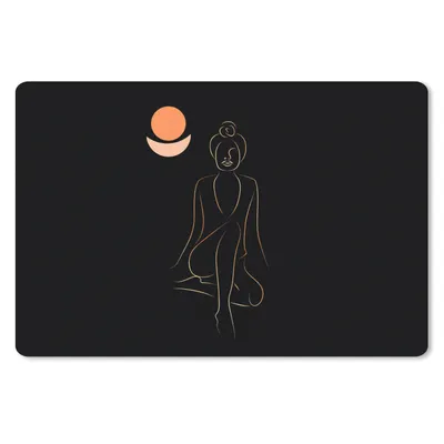 Produktbild von MuchoWow® Schreibtischunterlage Frau - Linienkunst - Gold - Meditation 60x40 cm - XXL Mauspad - Großes Mauspad