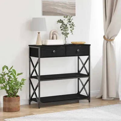 Image de Table Console avec tiroir Chêne noir 75 x 28 x 75 cm