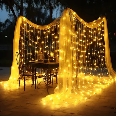 Produktbild von Izrielar LED Lichternetz 3x2m 200 LEDs Warmweiß Lichterkette IP44 8 Beleuchtungsmodi Speicherfunktion für Innen mit Transparent Kabel