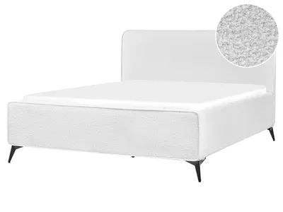Obrázek produktu pro BELIANI Rám postele krémově bílý buklé čalounění černé kovové nohy 160 x 200 cm čelo klasický minimalistický styl ložnice