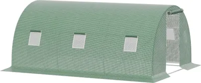 Image de Serre tunnel - Serre de jardin - 4,5 × 3 × 2 m - Imperméable - Parois latérales enroulables - Vert