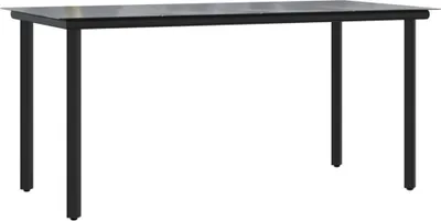 Zdjęcie produktu dla vidaXL Stół ogrodowy czarny 160x80x74 cm stal i szkło hartowane