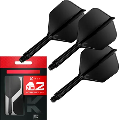 Produktbild von Target Darts K Flex Dartflights und -schäfte, No.2 - Mittel (26mm), Schwarz