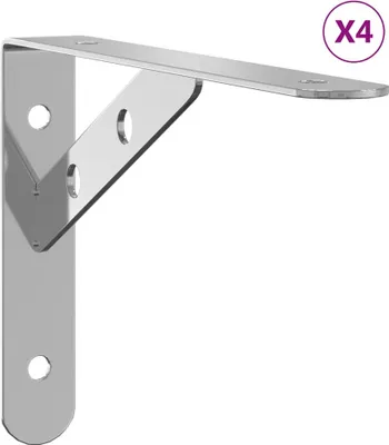 Zdjęcie produktu dla vidaXL Wsporniki półek 4 szt. 20x2,5x14 cm srebrne stal nierdzewna