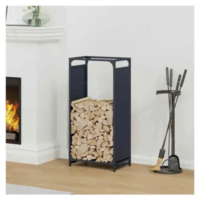 Produktbild von Kaminholzregal anthrazit 44x28x90 cm aus kaltgewalztem Stahl