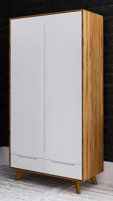 Produktbild von Garderobenschrank, Wildeiche geölt / Weiß, teilmassiv - Abmessungen: 180 x 90 x 45 cm (H x B x T)