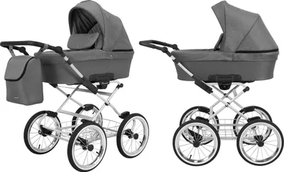 Produktbild von Kinderwagen ROMANTIC Babywagen Babyschale Kinder Wagen Set 1 in 1 (grau, Rahmenfarbe: grauer Rahmen)