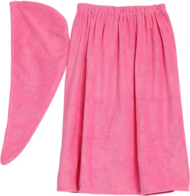 Produktbild von Saunakilt für Damen, kuschelig weicher Sarong-Kilt mit Klettverschluss und Spa-Haartuch-Wickeltuch aus Baumwolle, 150 x 90 cm