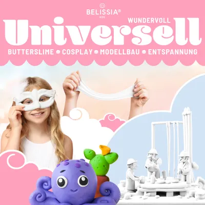 Produktbild von Belissia Kids Soft Clay Spiel Ton | Weiß 250g | Modelliermasse, lufttrocknend