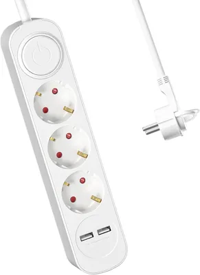Obrázok produktu pre Predlžovací kábel s viacerými zásuvkami – 3 zásuvky – biely – 1,5 m