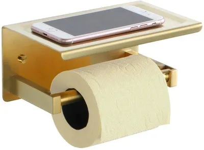 Image de Porte-papier hygiénique en acier inoxydable avec tablette de 18,5 cm, à percer, à fixation invisible, pour salle de bains