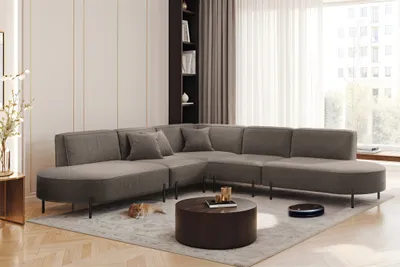 Produktbild von Ecksofa Designersofa VALENCIA in Stoff Quelle Braun Universal