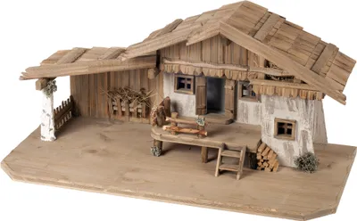 Produktbild von Krippenstall 80x40x37,5 cm aus Holz für 11-18 cm Figuren