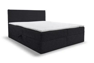 Produktbild von VENASI TILLY Boxspringbett 160x200 mit 2 Bettkästen H2/H3 Matratze SCHWARZ CORD TILIA