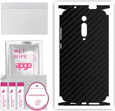 Produktbild von apgo Rückseite + Seiten Schutzfolie, Skin, kompatibel mit Xiaomi Redmi K20 Pro, Hinten Displayschutzfolie aus Vinylfolie, kratzfest, einfache Montage - Schwarzer Kohlenstoff