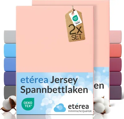 Produktbild von etérea Spannbettlaken Jersey 2 Stück - 90x200 cm - Bettlaken - 100 % Baumwolle - Weiss