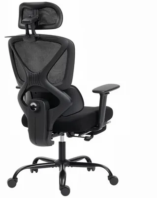 Obrázek produktu pro Ergonomická kancelářská židle – počítačová židle – s nastavitelnou výškou – otočná – polstrovaná – s podloketníky – černá