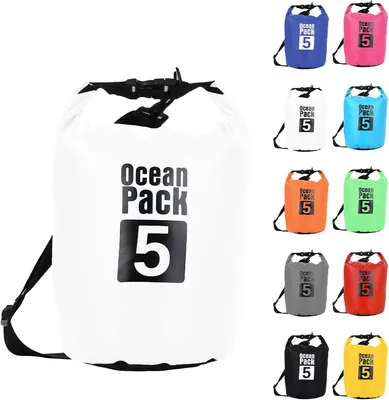 Produktbild von 5L Wasserdichte Rucksack, Trockentas, Verstellbarer Gurt, Für Schwimmen/Rafting/Kajakfahren/Zelten