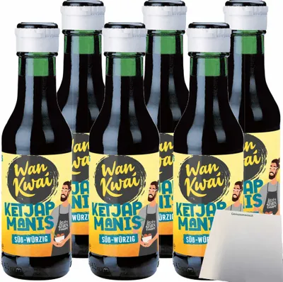 Produktbild von Wan Kwai Ketjap Manis mild Indonesische Würzsauce 6er Pack (6x125ml Flasche) + usy Block