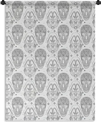 Produktbild von MuchoWow® Wandteppich Wandbehang Muster - Masken - Südamerika 120x160 cm Tapisserie Dekoration Wandtuch - Wohnzimmer - Moderne