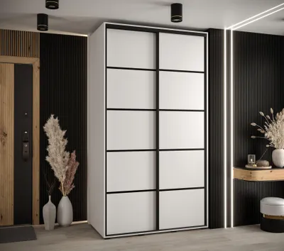 Produktbild von Kleiderschrank YVONA 4 - 140/60 cm, weiß/schwarz