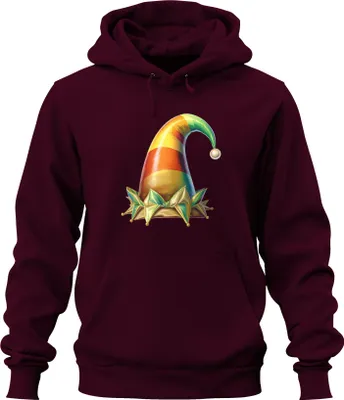 Produktbild von Joker Narrenkappe Karneval Fasching bunt gold glänzend lustig Uni Hoodie Kapuzenpullover, Burgundy, 3XL